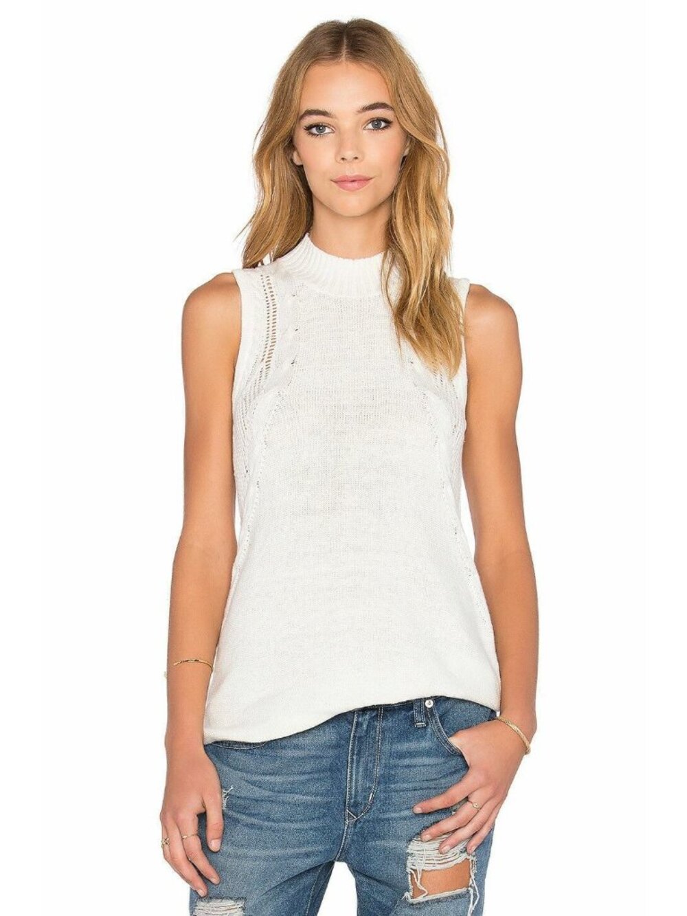 RVCA Down Low Knit Sweater Tank Vintage White XS